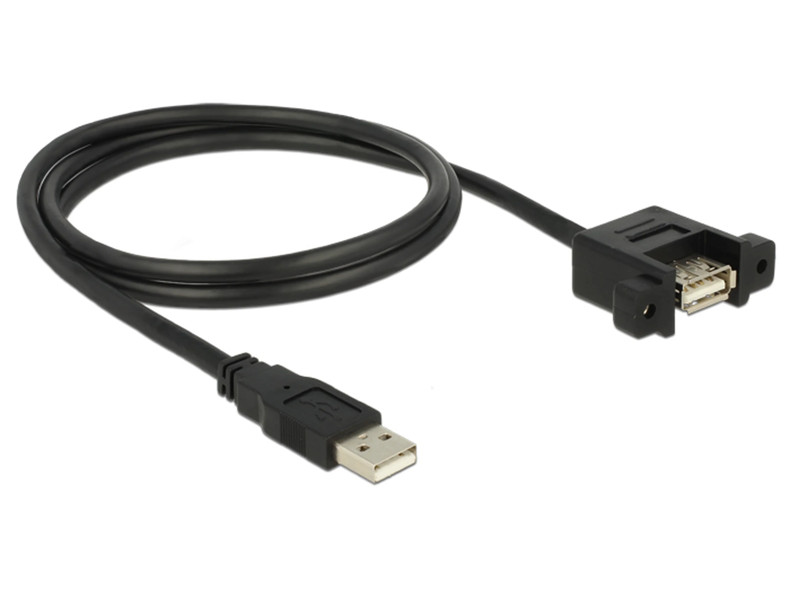 DeLock Cable USB 2.0 Type-A male > USB 2.0 Type-A female panel-mount 1m Black