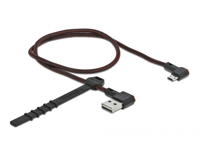 DeLock EASY-USB 2.0 Cable Type-A male to EASY-USB Type Micro-B male angled left/right 0,5m Black