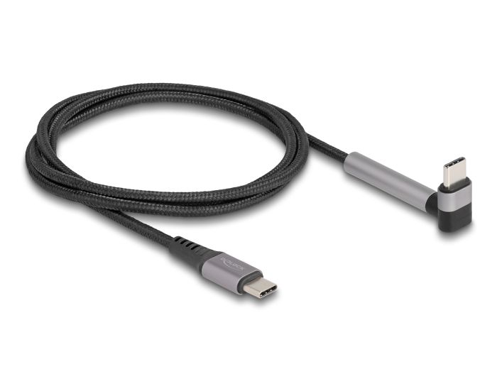 DeLock USB 2.0 Cable USB Type-C male to male angled with stand function PD 3.0 60W 1,5m Black