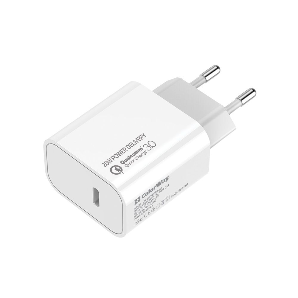 ColorWay USB töltő adapter Power Delivery Port USB Type-C 20W V2 White