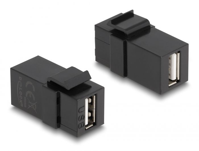 DeLock Keystone Module USB 2.0 A female to USB 2.0 A female Black