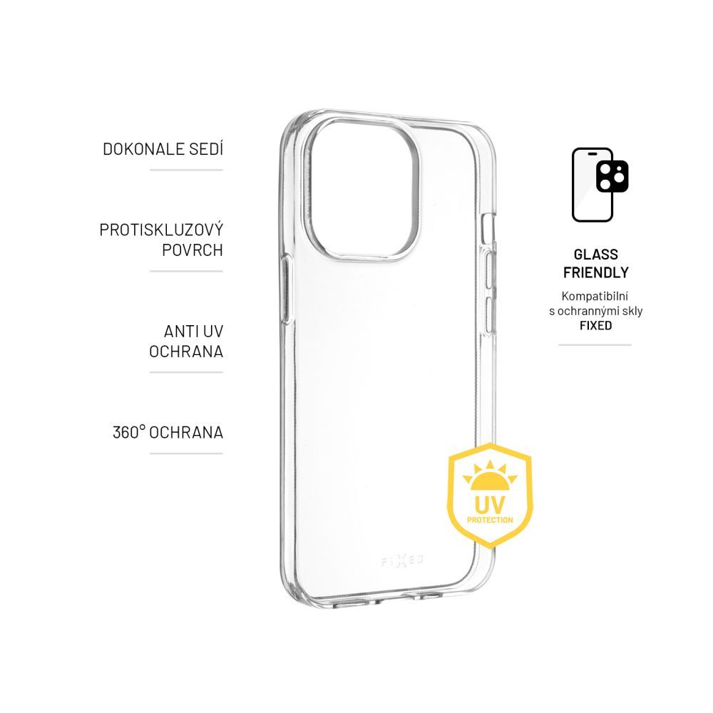 FIXED vékony antiUV tok Apple iPhone 15 Pro-hoz, átlátszó