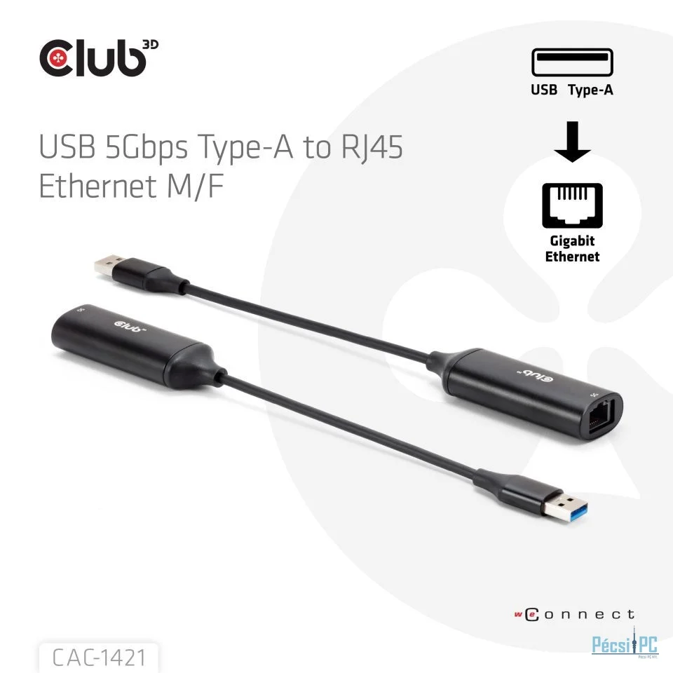 Club3D USB 5Gbps Type-A to RJ45 Ethernet Adapter M/F