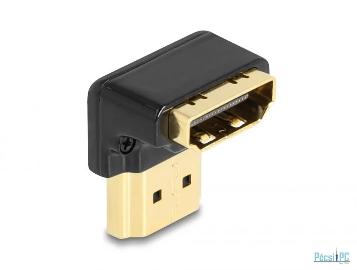 DeLock HDMI Adapter male to female 90° downwards angled 8K 60 Hz metal Black