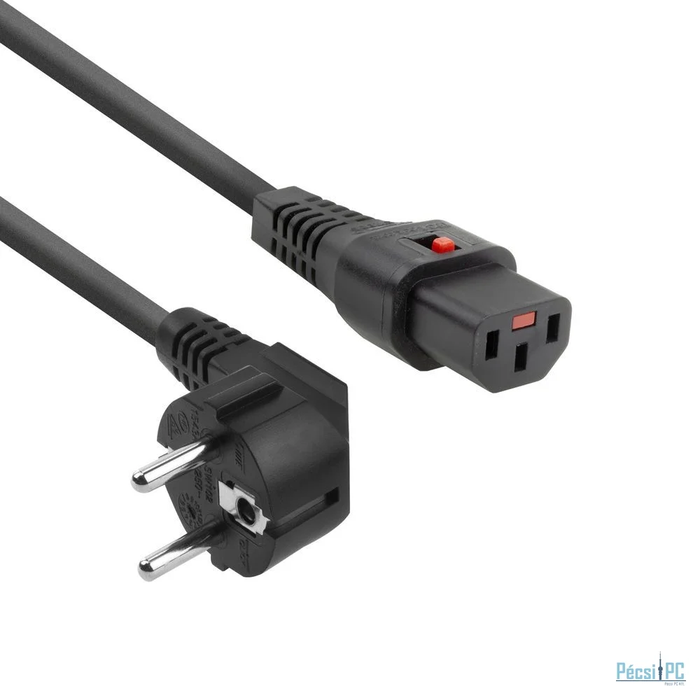 ACT AK5041 Powercord Schuko CEE 7/7 male (angled) - C13 IEC Lock 3m Black