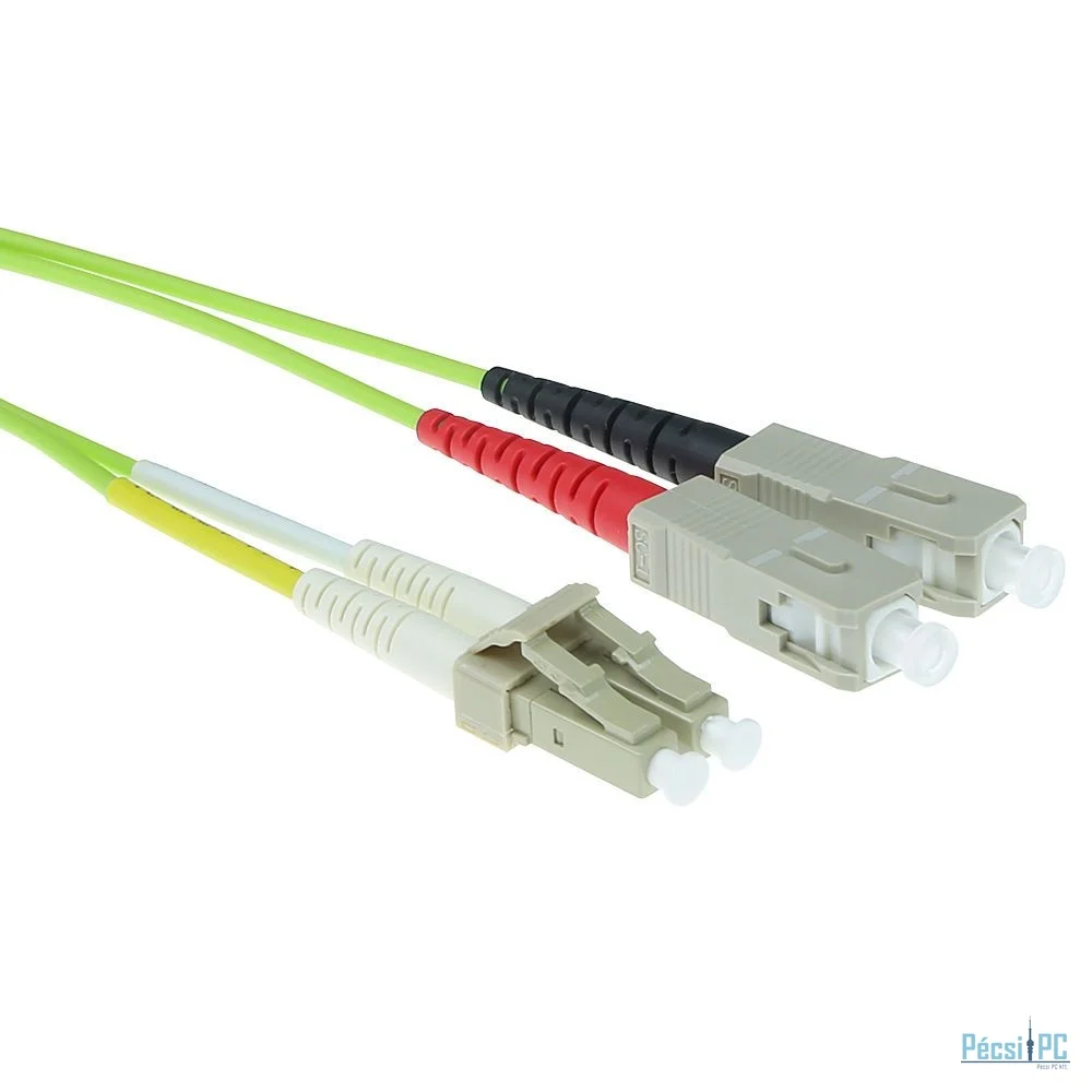 ACT LSZH Multimode 50/125 OM5 fiber cable duplex with LC and SC connectors 5m Green