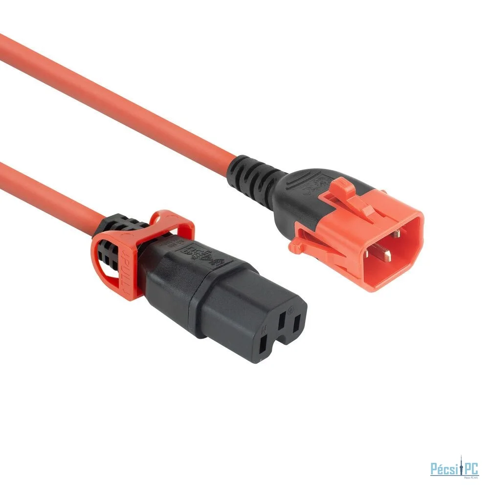 ACT PL0061 Powercord C14 IEC Lock+ Dual Locking - C15 IEC Lock+ 3m Red