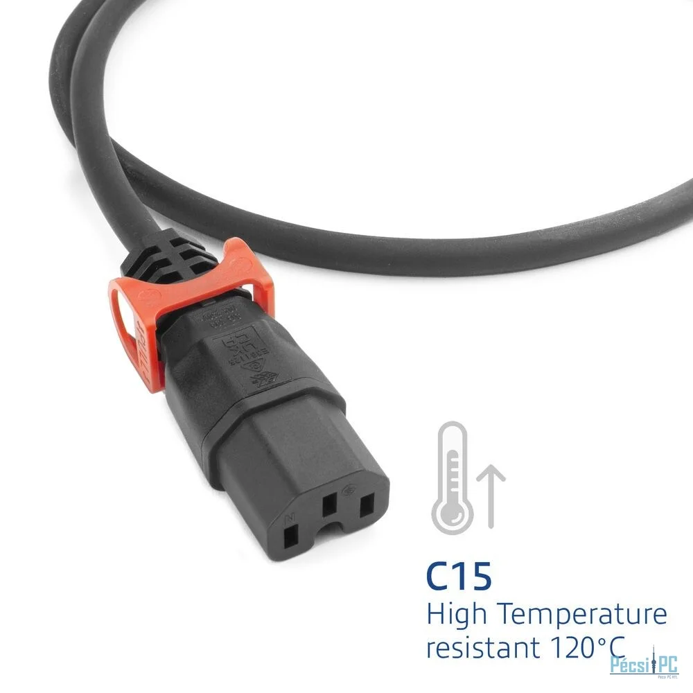 ACT PL0093 Powercord Schuko CEE 7/7 male (angled) - C15 IEC Lock+ 3m Black
