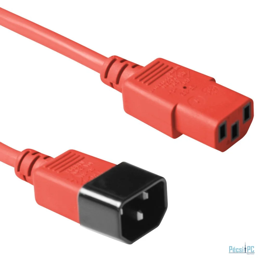ACT Powercord C13 - C14 0,6m Red