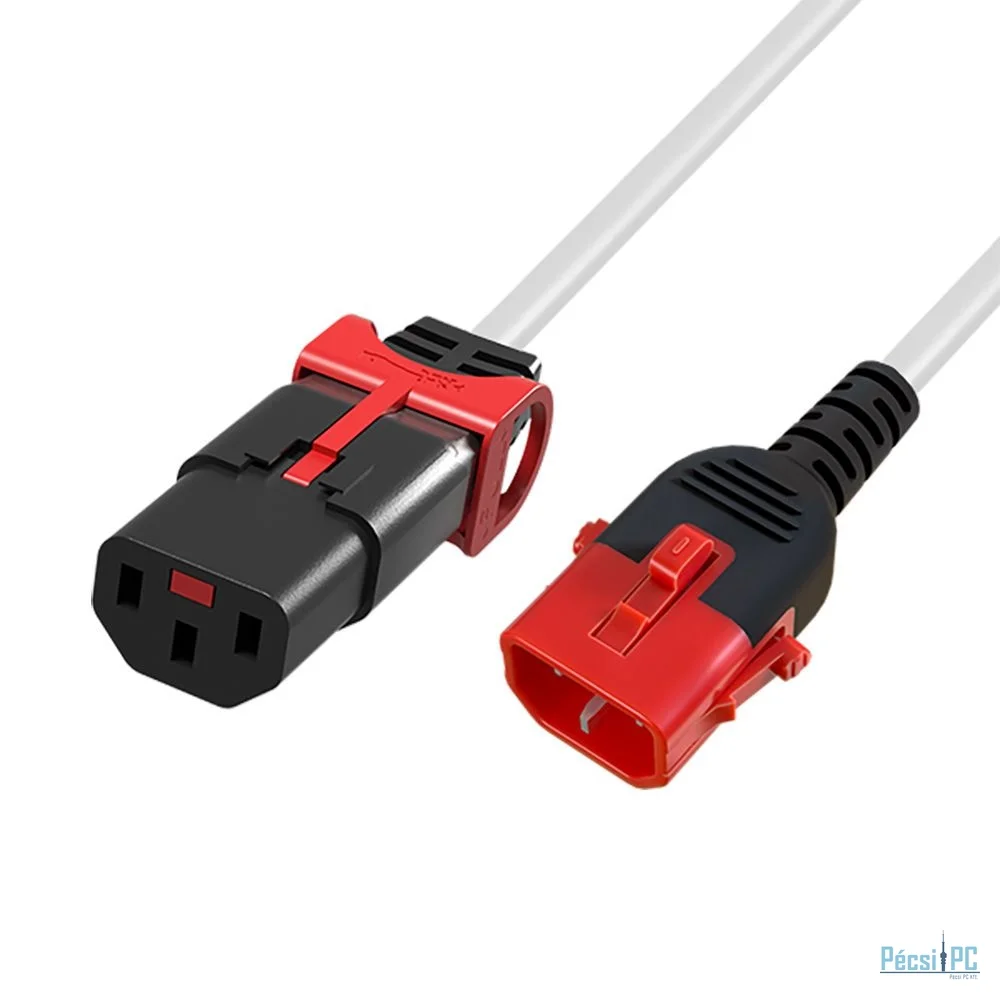 ACT Powercord C13 IEC Lock+ - C14 IEC Lock Dual Locking 0,5m White