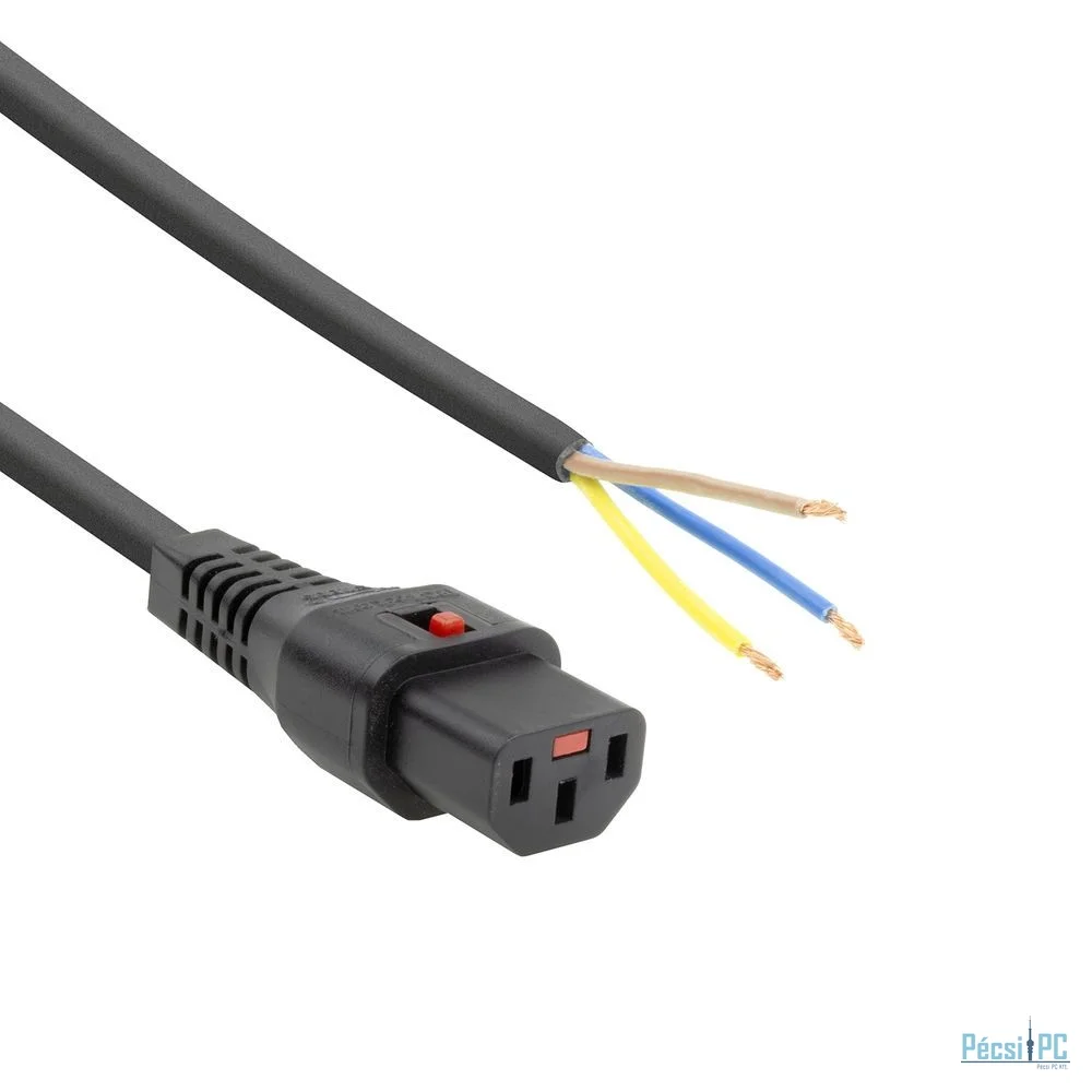 ACT Powercord C13 IEC Lock open end 4m Black