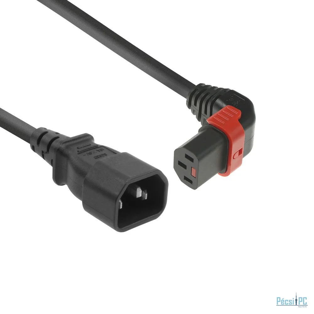 ACT Powercord C14 - C13 IEC Lock (up angled) 1m Black