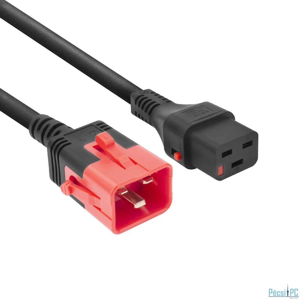 ACT Powercord C19 IEC Lock - C20 IEC Lock Dual Locking 2m Black