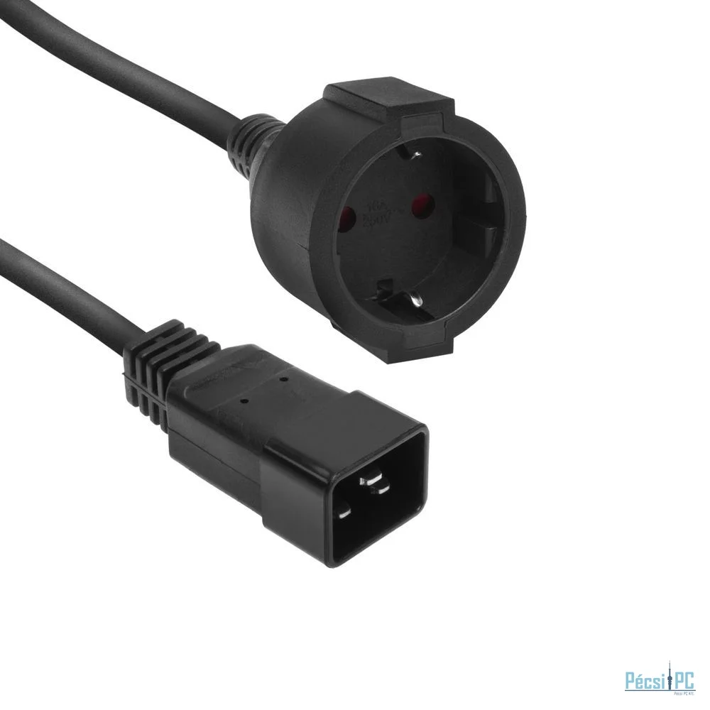 ACT Powercord C20 IEC 60320- CEE 7/3 0,2m Black