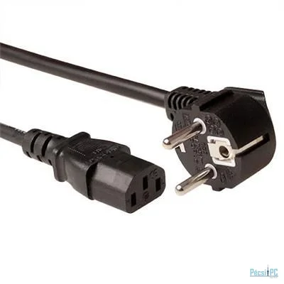 ACT Powercord LSZH mains connector Schuko CEE 7/7 male (angled) - C13 IEC 60320 5m Black