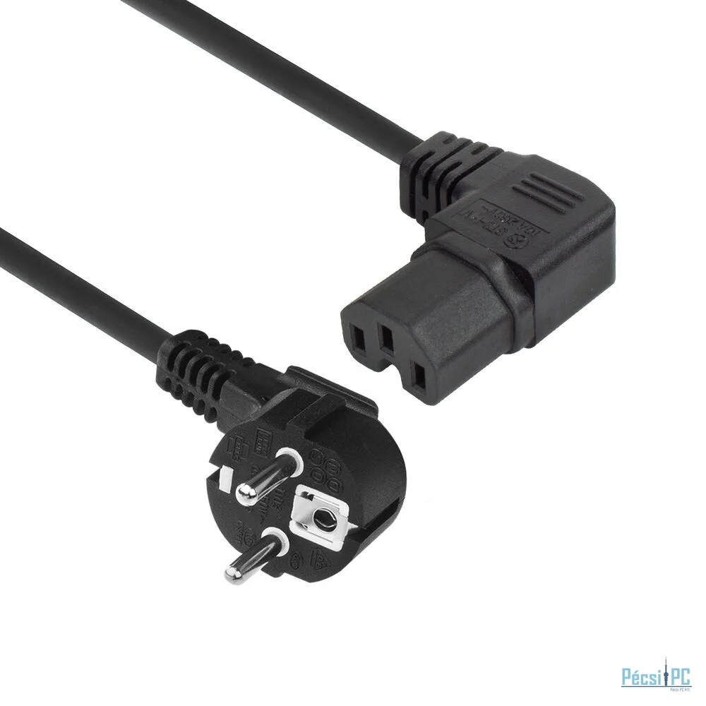ACT Powercord mains connector Schuko CEE 7/7 male (angled) - C15 (angled right) IEC 60320 2m Black