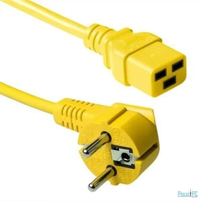 ACT Powercord mains connector Schuko CEE 7/7 male (angled) - C19 IEC 1,2m Yellow