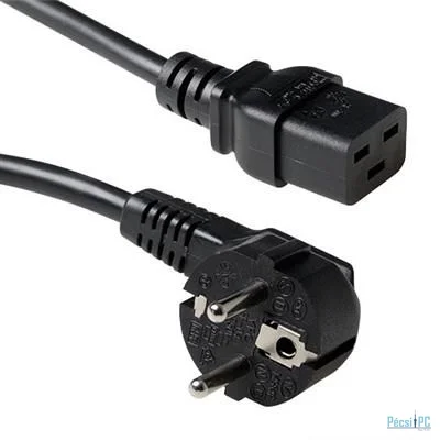 ACT Powercord mains connector Schuko CEE 7/7 male (angled) - C19 IEC 60320 1,2m Black