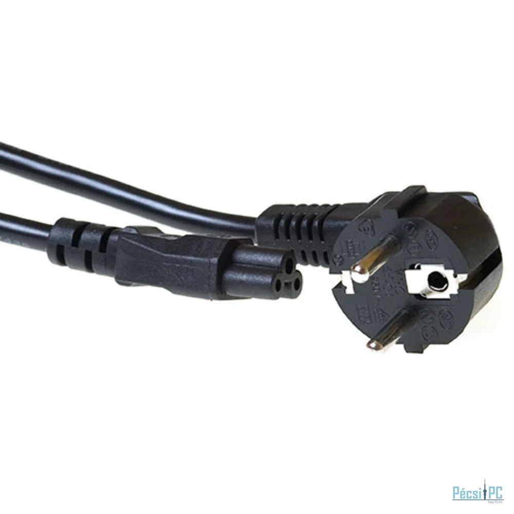 ACT Powercord mains connector Schuko CEE 7/7 male (angled) - C5 IEC 1,5m Black