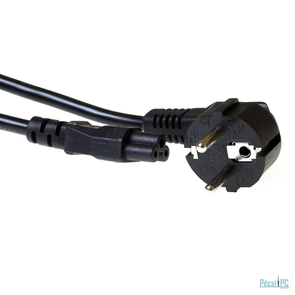 ACT Powercord mains connector Schuko CEE 7/7 male (angled) - C5 IEC 5m Black