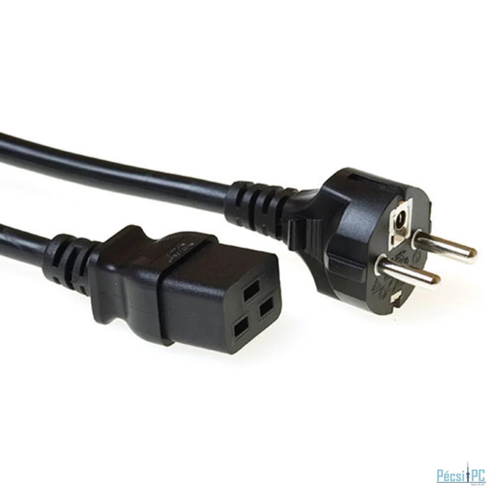 ACT Powercord mains connector Schuko CEE 7/7 male (straight) - C13 IEC 0,5m Black