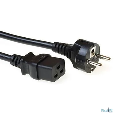 ACT Powercord mains connector Schuko CEE 7/7 male (straight) - C13 IEC 1m Black