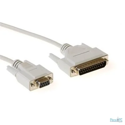 ACT Serial printer cable 9 pin D-sub female to 25 pin D-sub male 3m Ivory
