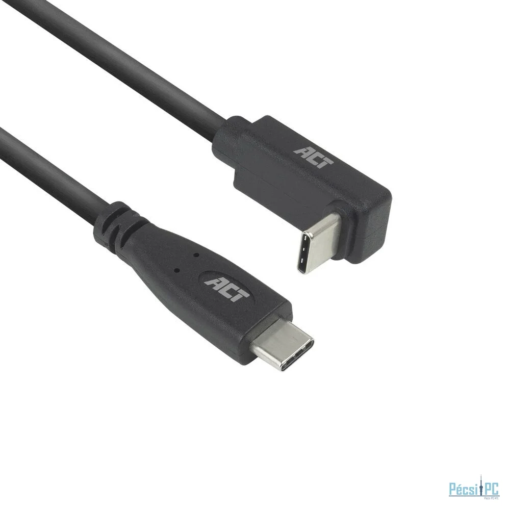 ACT USB 3.0 60W USB Type-C (straight) to USB Type-C (left/right angled) Cable 2m Black