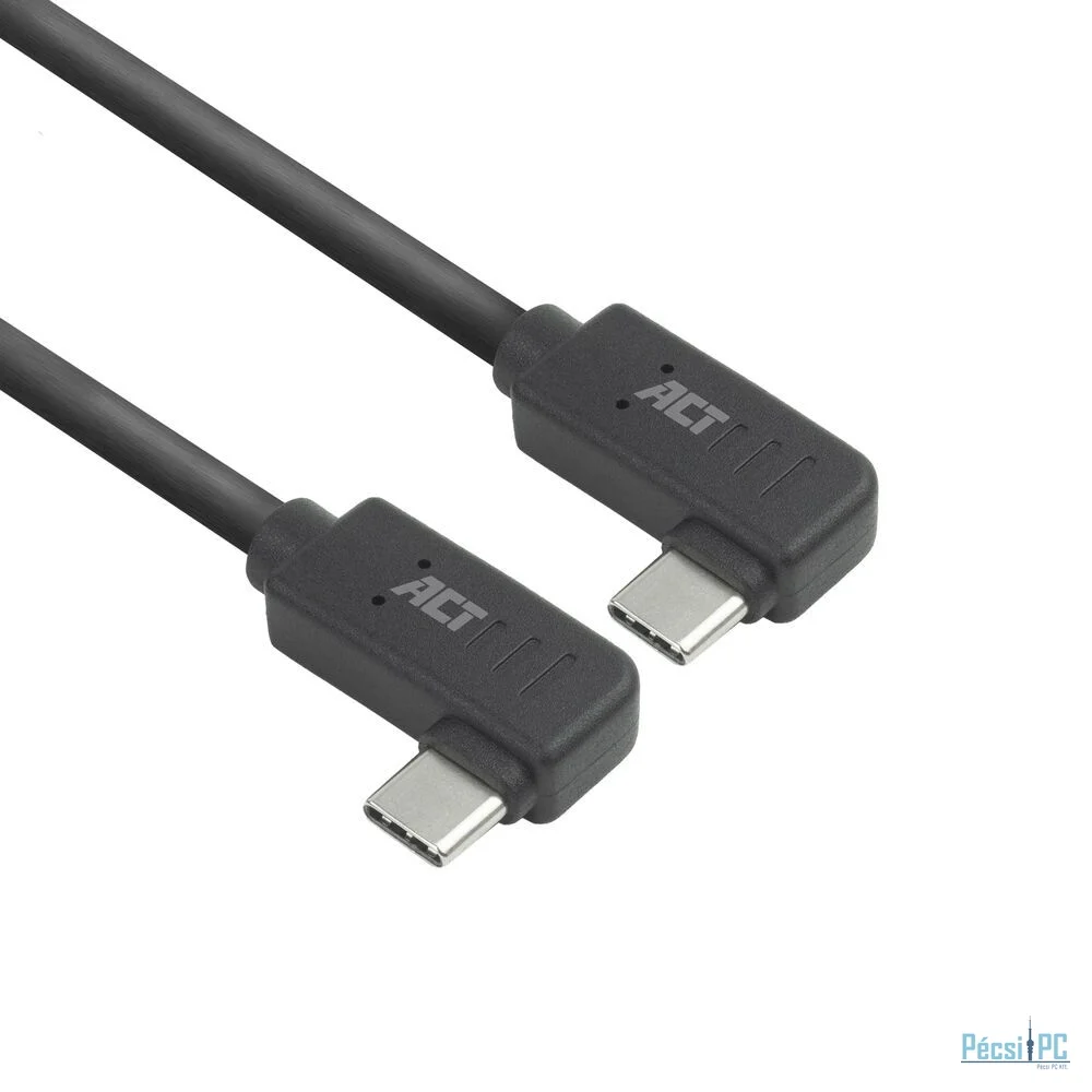 ACT USB 3.0 60W USB Type-C (left/right angled) to USB Type-C (left/right angled) Cable 1m Black