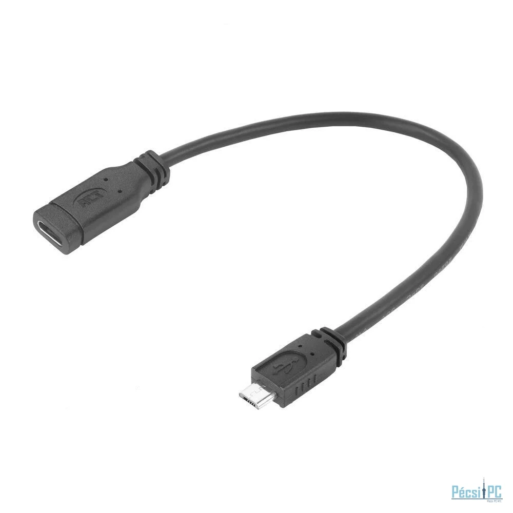 ACT USB Type-C female to USB micro B 2.0 male adapter cable 0,2m Black