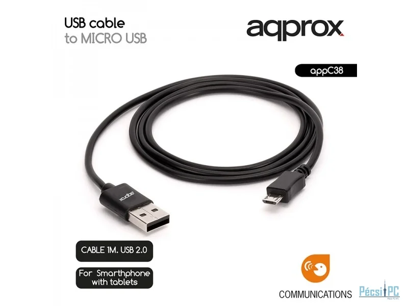 Approx APPC38 microUSB - USB kábel 1m Black