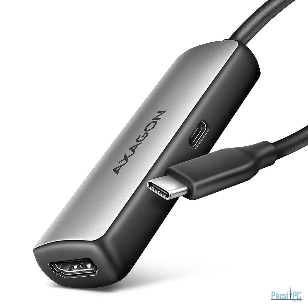 AXAGON RVC-HI8KPD USB-C -> HDMI 2.1 adapter 8K/60Hz Aluminum 16cm cable PD 100W Black