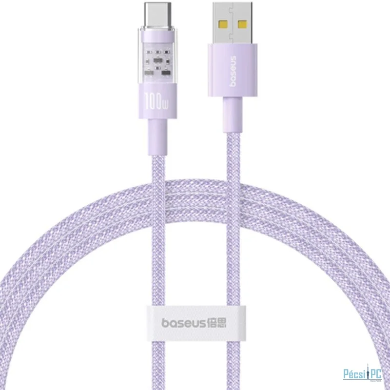Baseus Gem USB A to USB C 100W fast charging cable 2m Purple