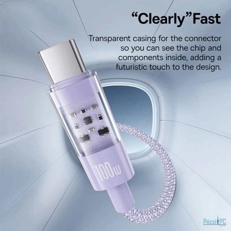 Baseus Gem USB A to USB C 100W fast charging cable 2m Purple