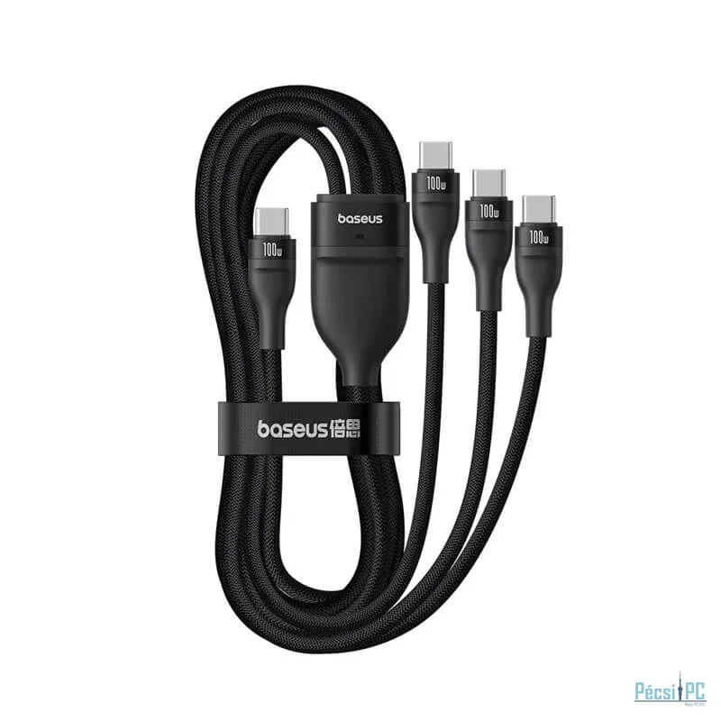 Baseus Flash Series 100W Type-C to C+C+C Fast Charging Cable 1,5m Black