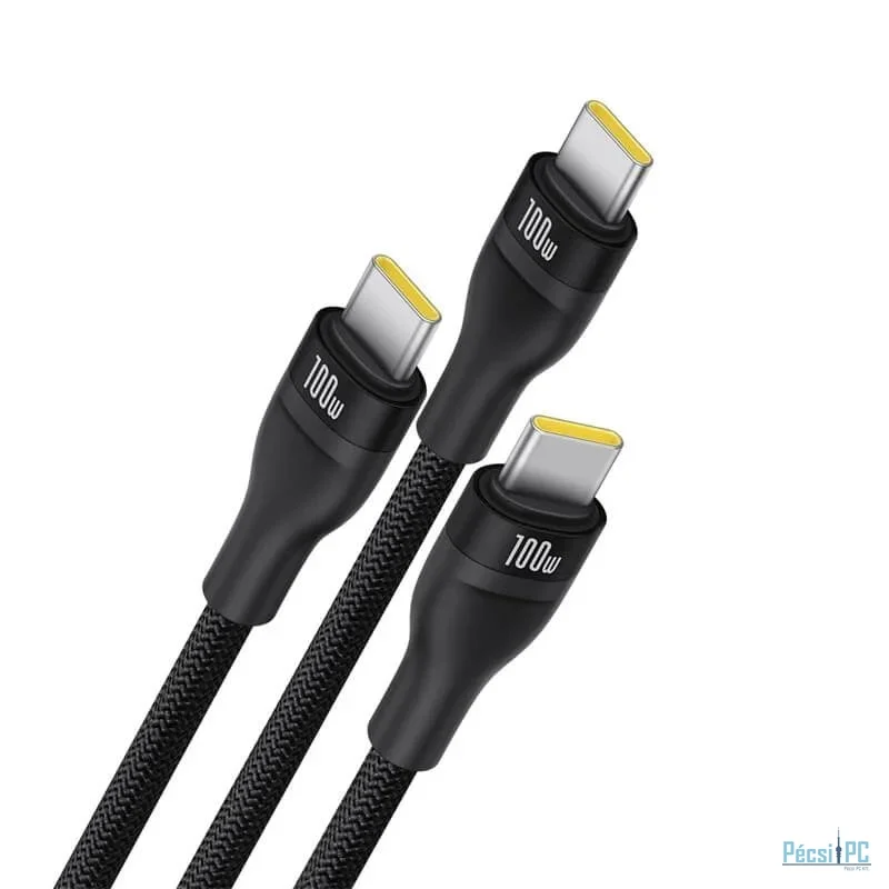 Baseus Flash Series 100W Type-C to C+C+C Fast Charging Cable 1,5m Black
