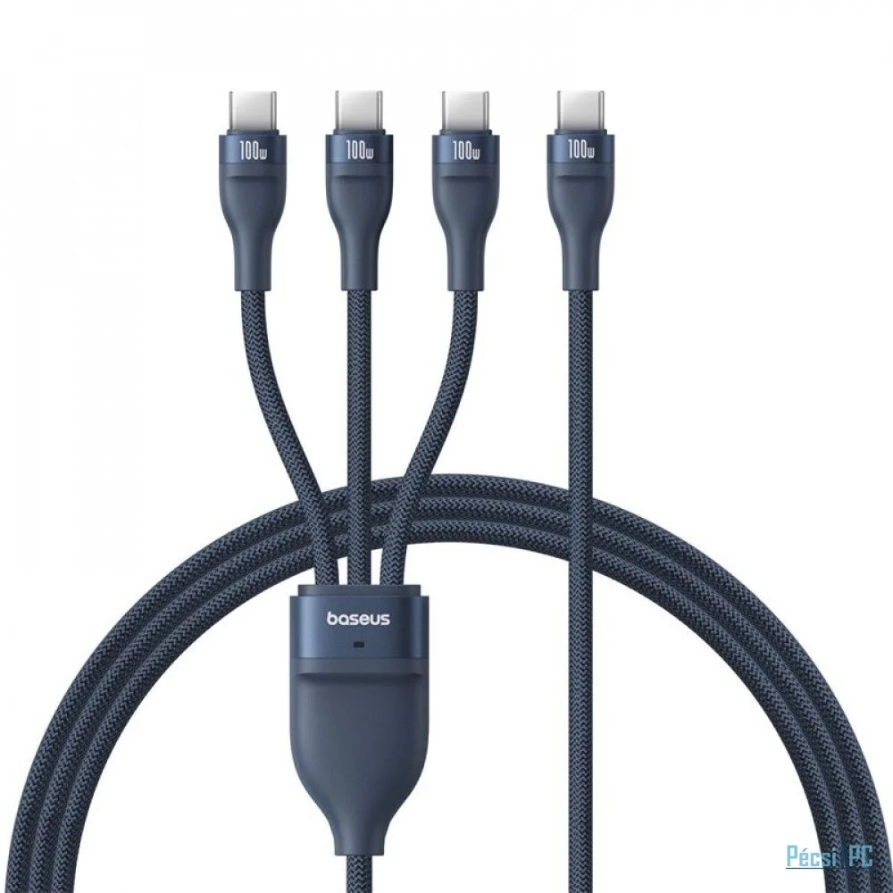 Baseus Flash Series 100W Type-C to C+C+C Fast Charging Cable 1,5m Blue
