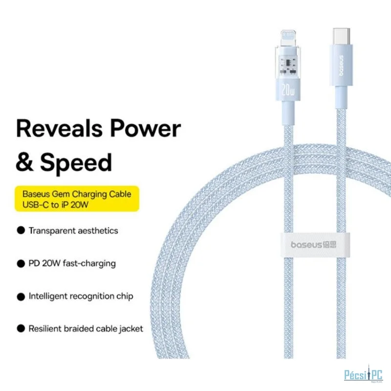 Baseus Gem USB-C to iP lightning fast charging cable 20W 2m Blue