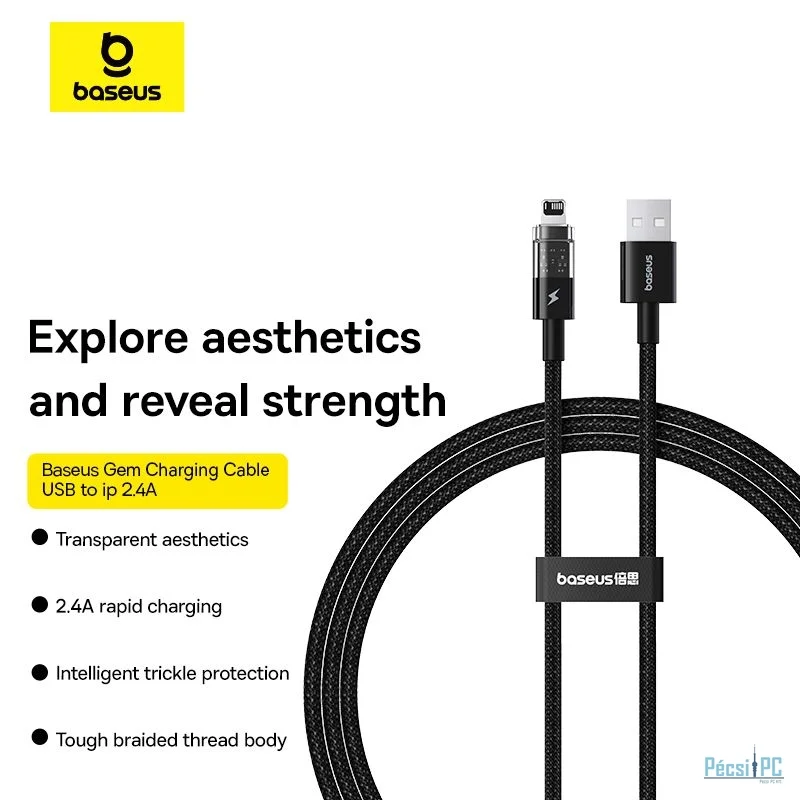 Baseus Gem USB to Lightning 2.4A fast charging data cable 1m Black