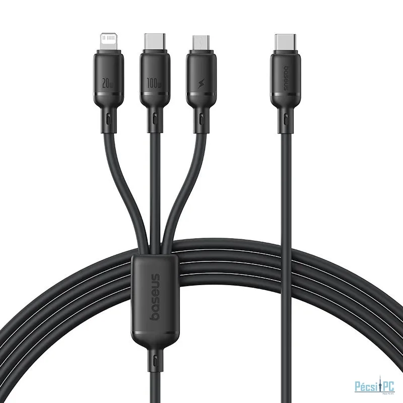 Baseus Silky One-for-Three Fast Charging Cable USB-A to Micro Lightning Type-c 100W 1,5m Cosmic Black