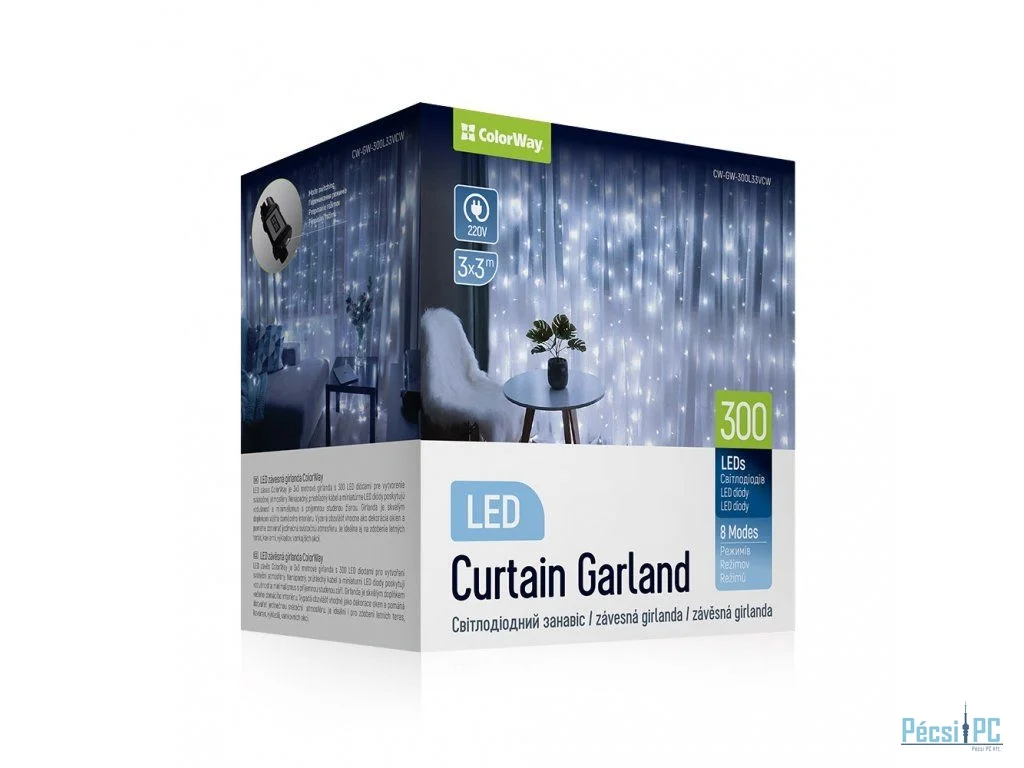 ColorWay LED garland curtain 3x3m 300LED cold color