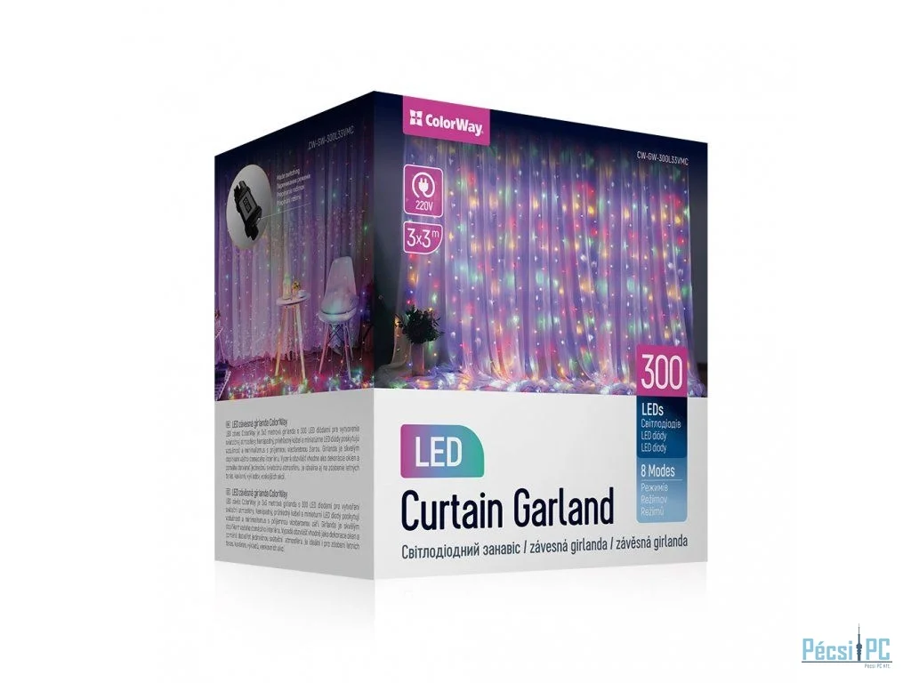 ColorWay LED garland curtain 3x3m 300LED multicolor