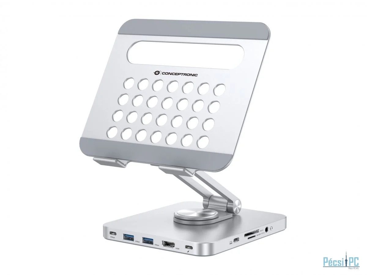 Conceptronic  DONN26G Tablet Stand with 8-in-1 USB 3.2 Gen 1 Docking Station