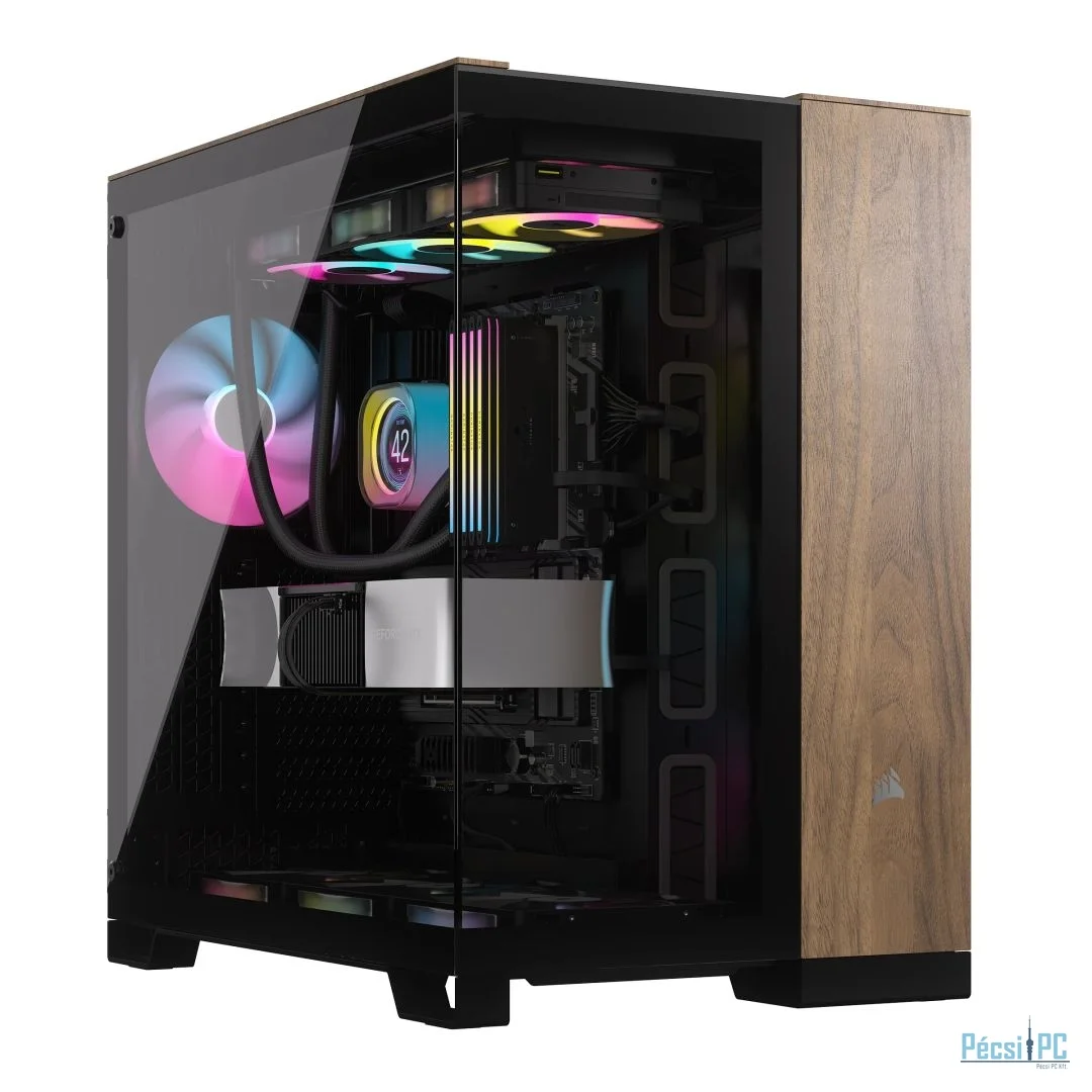 Corsair 6500X Tempered Glass Black/Walnut Wood