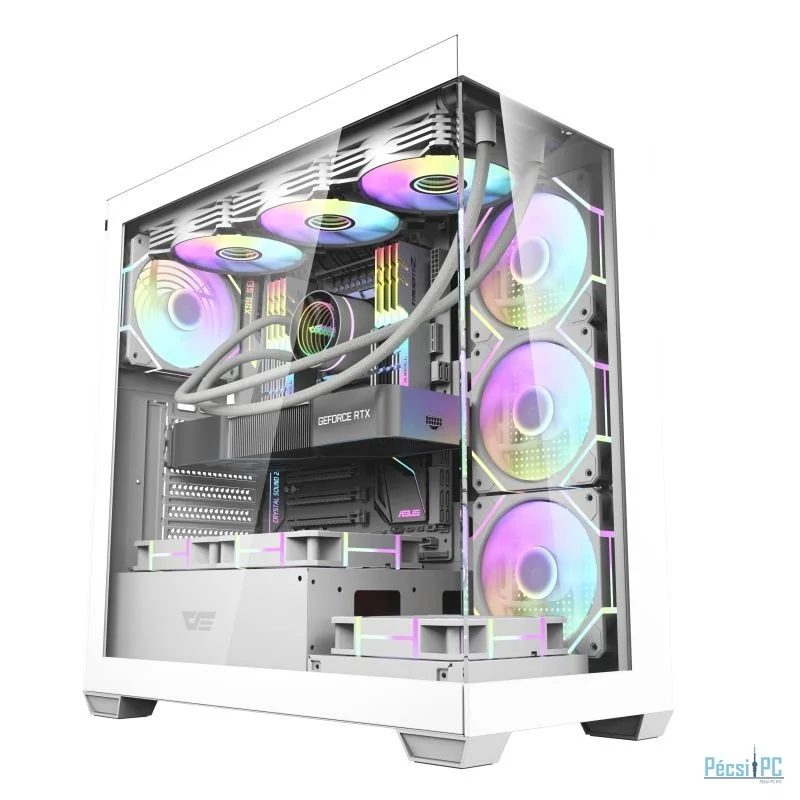 darkFlash DS900 Aquarium Tempered Glass White