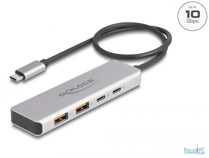 DeLock 4-port USB Type-A USB Type-C Hub 0,35m Grey