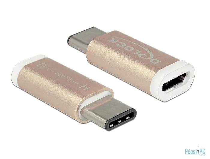 DeLock Adapter USB 2.0 Micro-B female > USB Type-C 2.0 male coppery