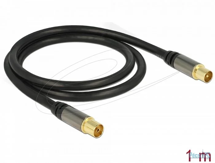 DeLock Antenna Cable IEC Plug > IEC Jack RG-6/U 1m Black