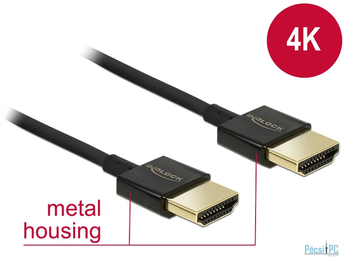 DeLock Cable High Speed HDMI with Ethernet - HDMI-A male > HDMI-A male 3D 4K 0,25m Slim High Quality
