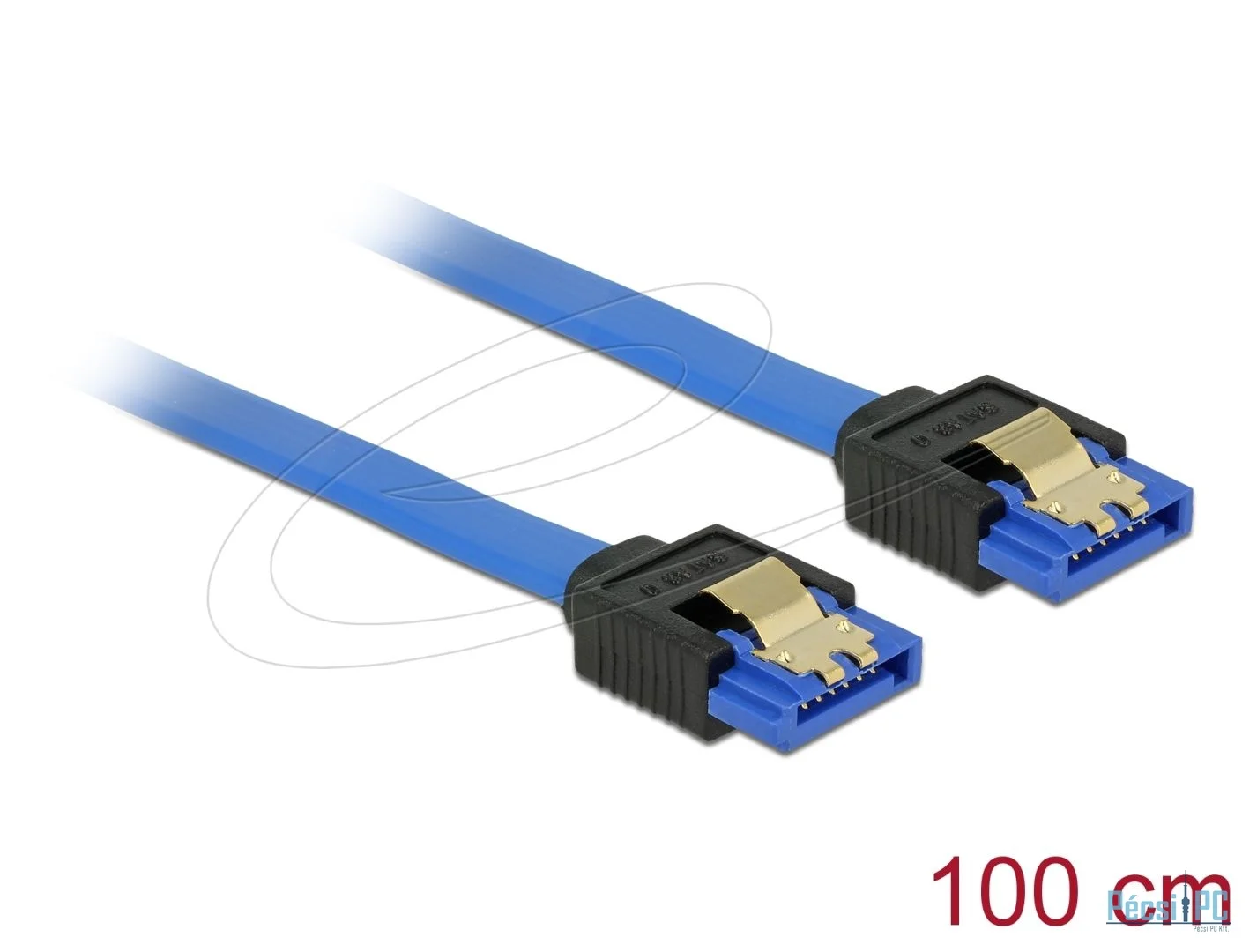 DeLock Cable SATA 6 Gb/s receptacle straight > SATA receptacle straight 100 cm blue with gold clips